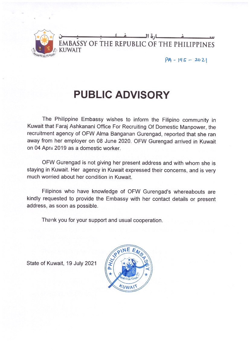 145 OFW ALMA BANGANAN GURENGAD ENGLISH