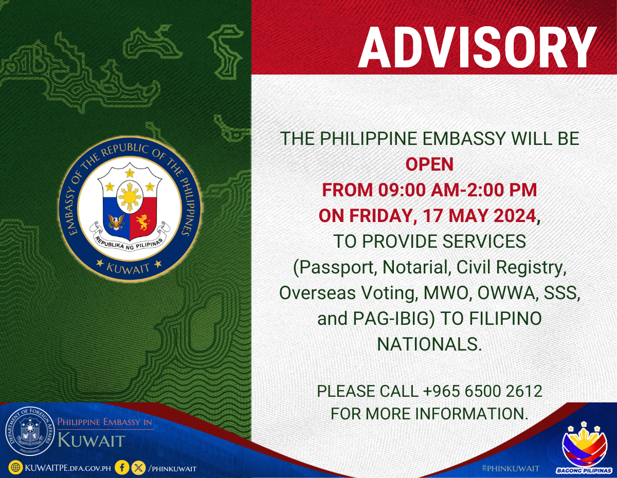 EMBASSY OPEN ON FRIDAY 17 MAY 24