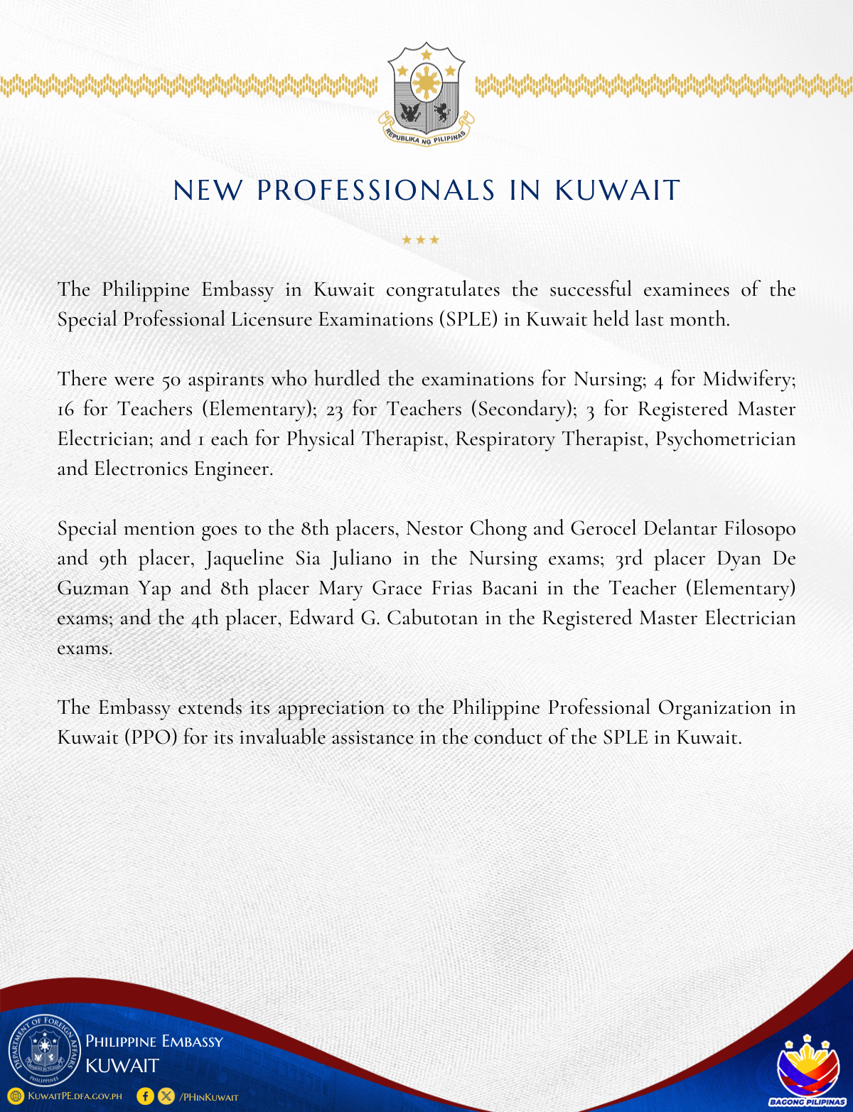 New Professional in Kuwait SPLE