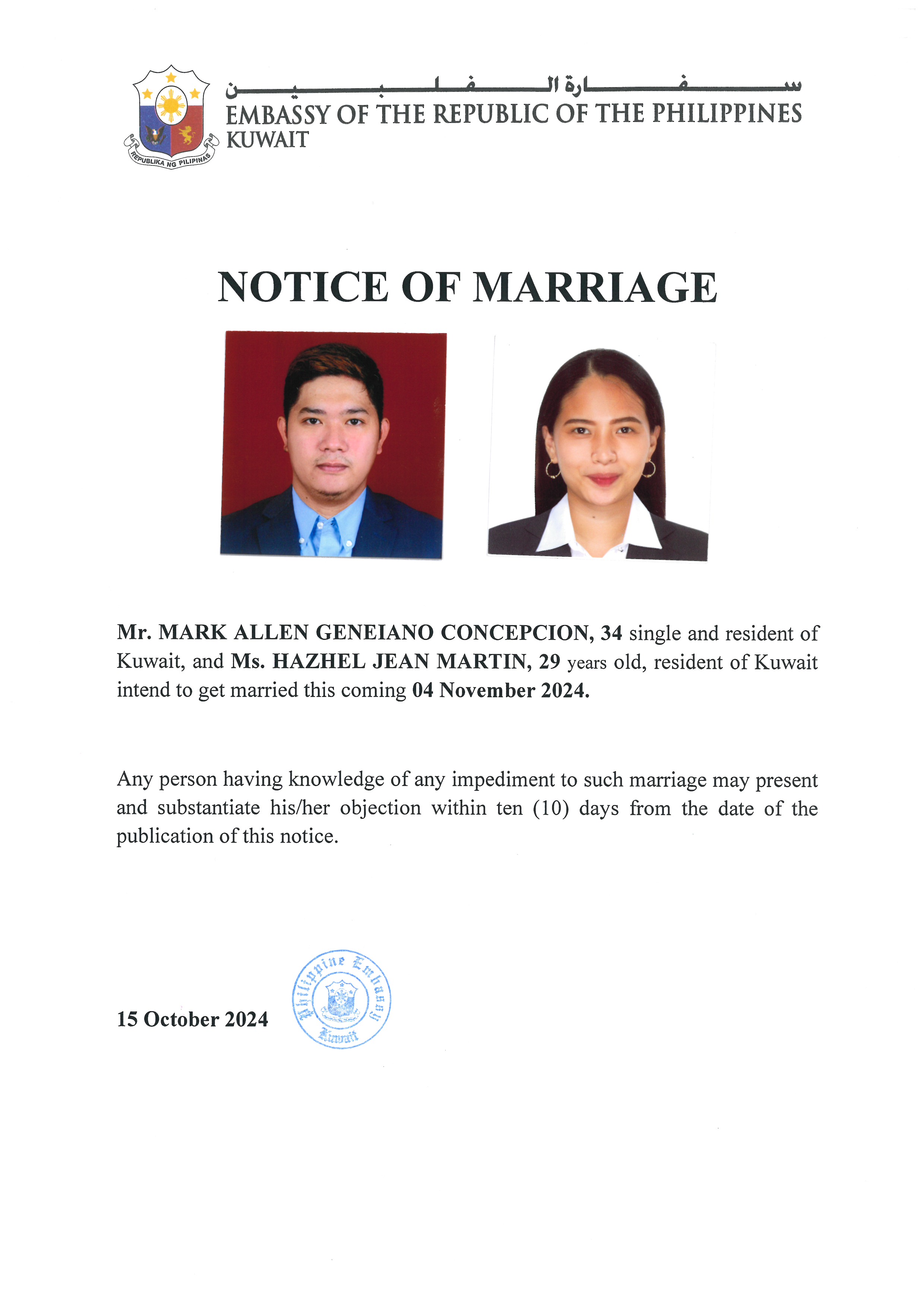 NOTICE ROM CONCEPCION MARTIN 04NOV24