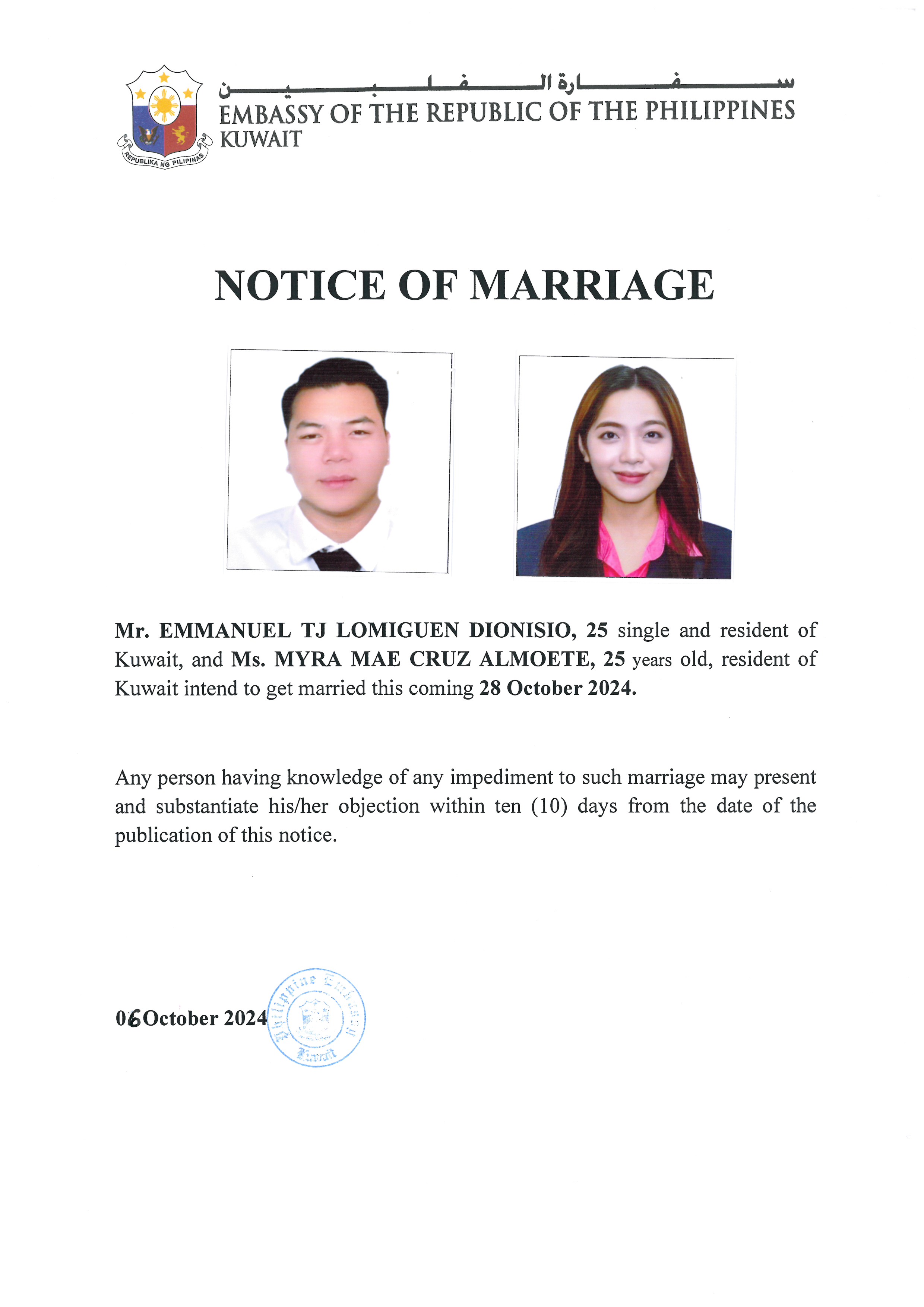 NOTICE ROM DIONISIO ALMOETE 28OCT24