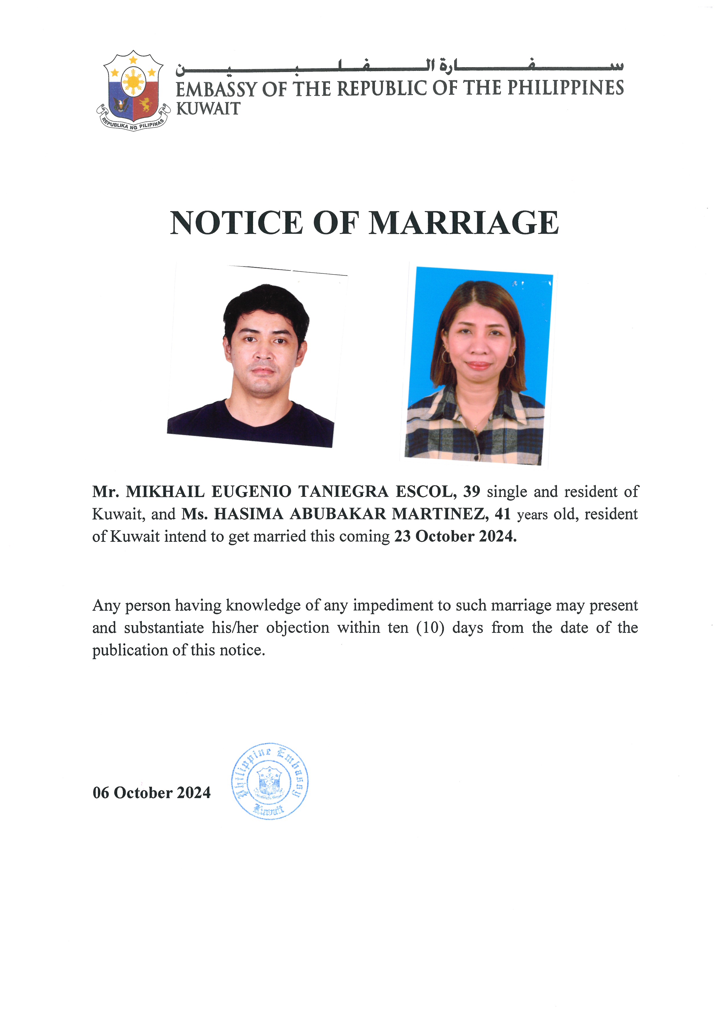 NOTICE ROM ESCOL MARTINEZ 23OCT24