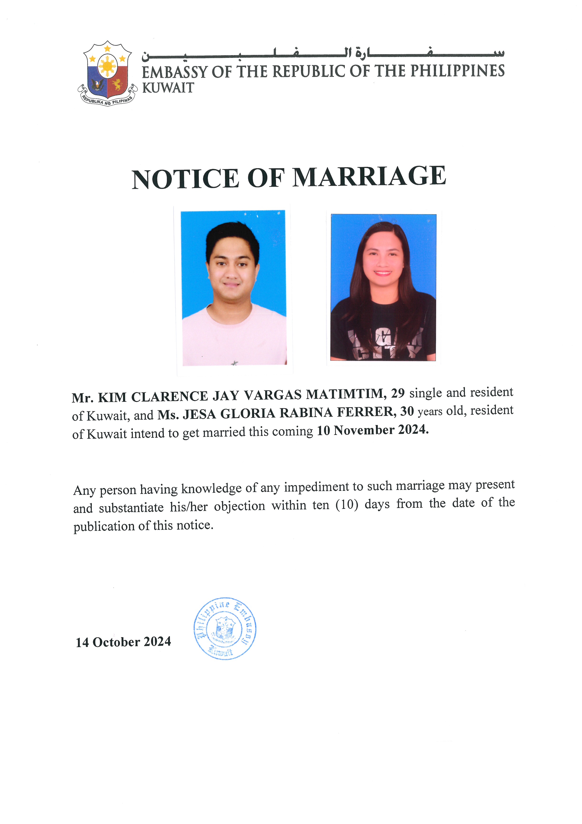 NOTICE ROM MATIMTIM FERRER 10NOV24