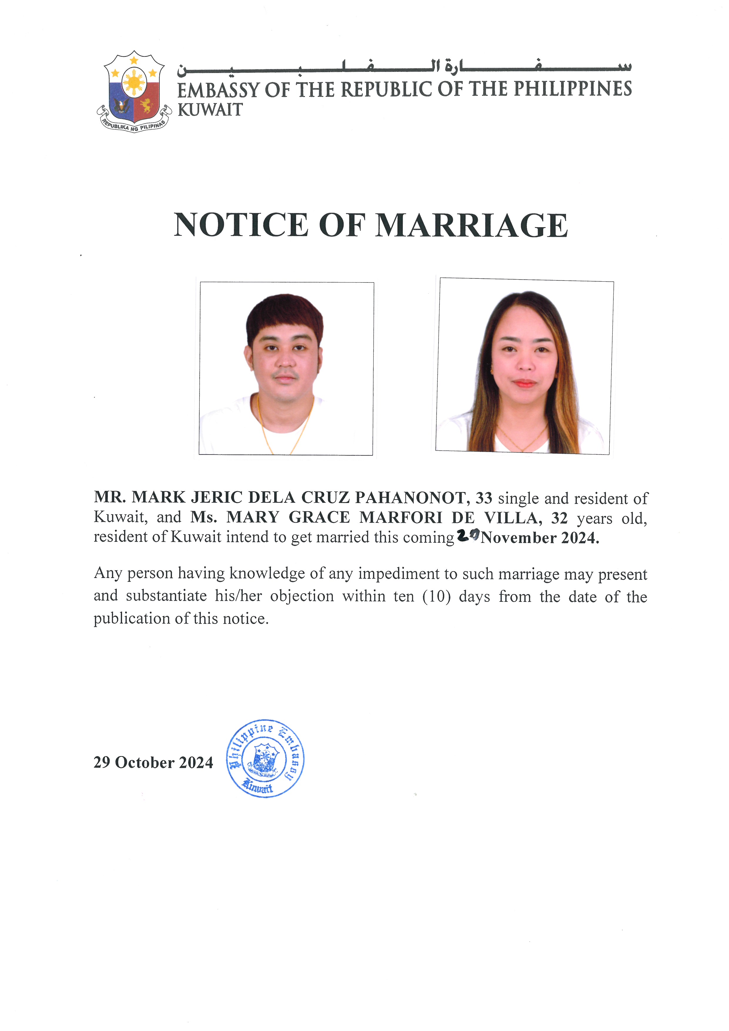 NOTICE ROM PAHANONOT DE VILLA 20NOV24