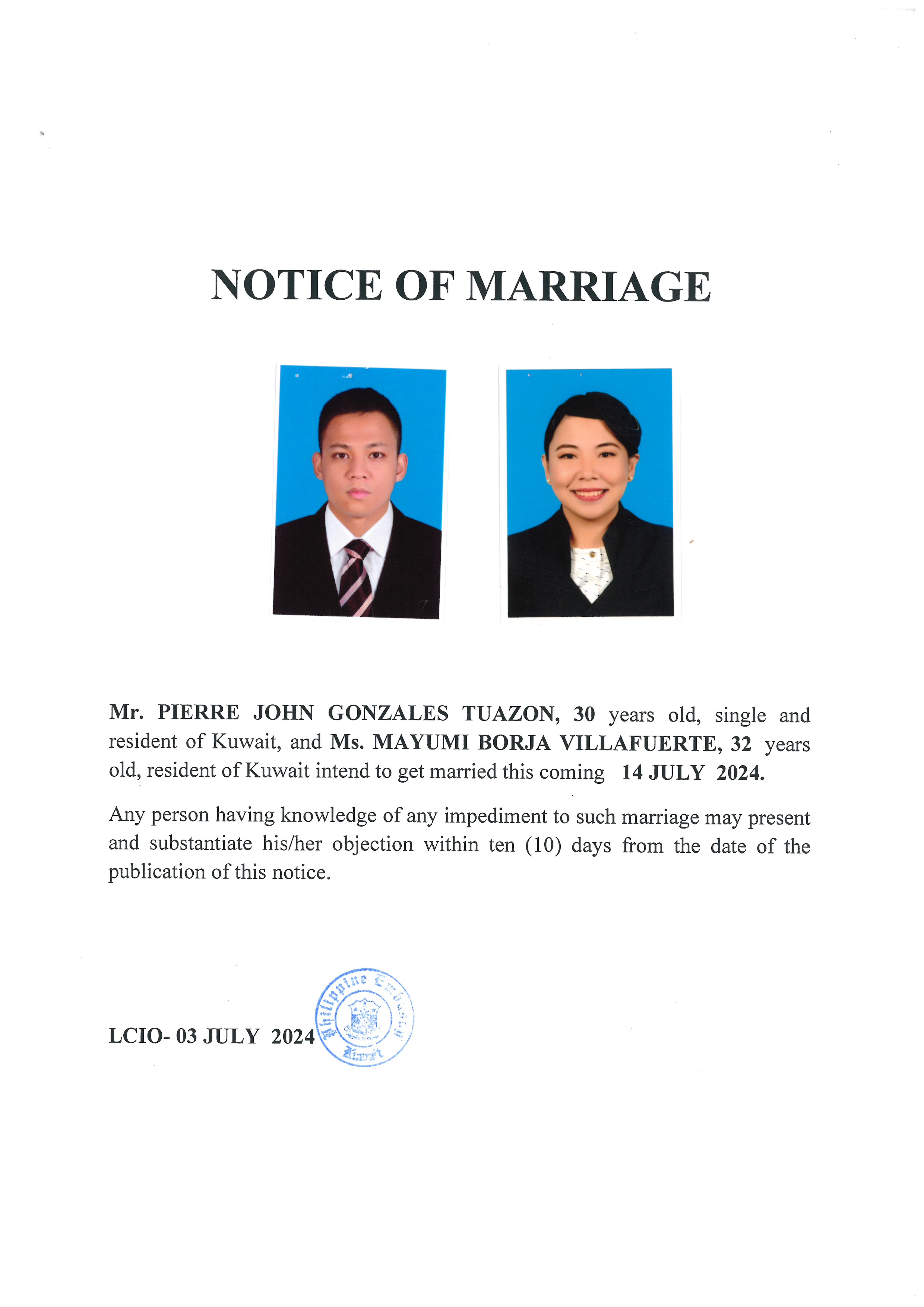 NOTICE ROM TUAZON VILLAFUERTE 14JUL24