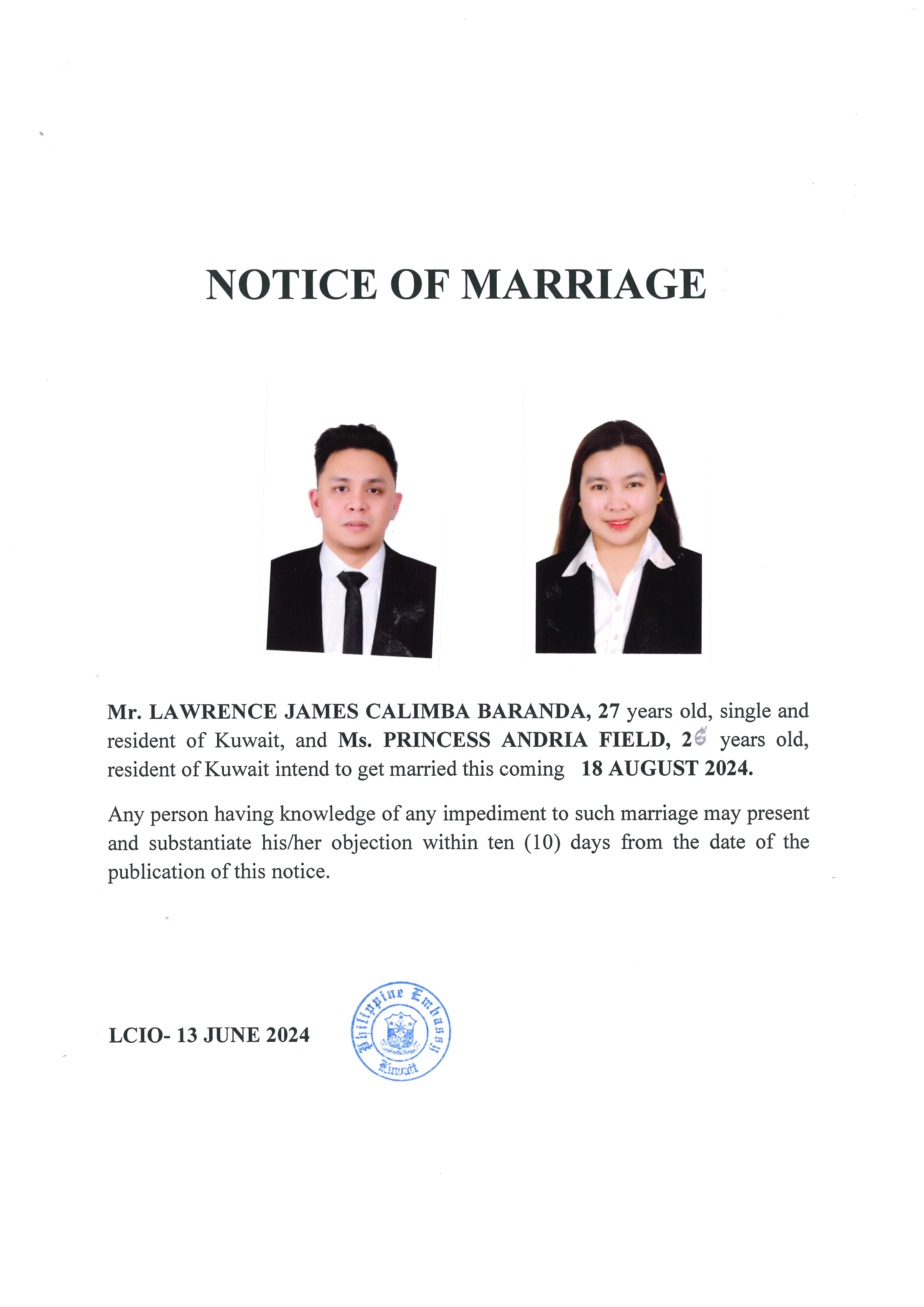 NOTICE ROM BARANDA FIELD 18AUG24