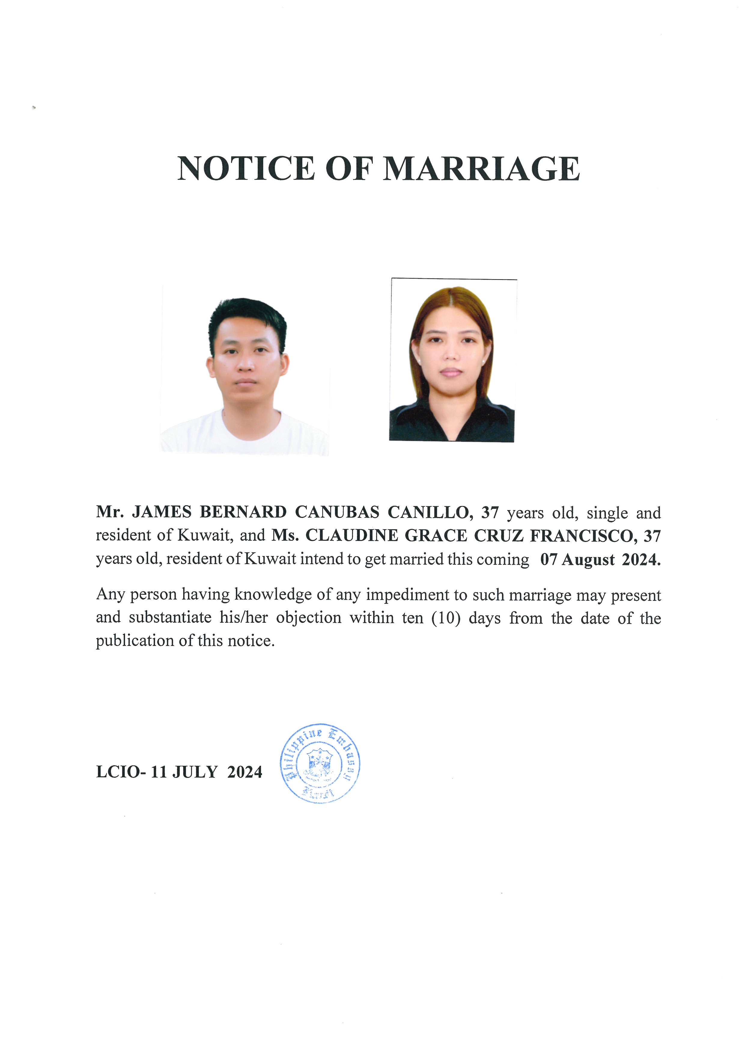 NOTICE ROM CANILLO FRANCISCO 07AUG24