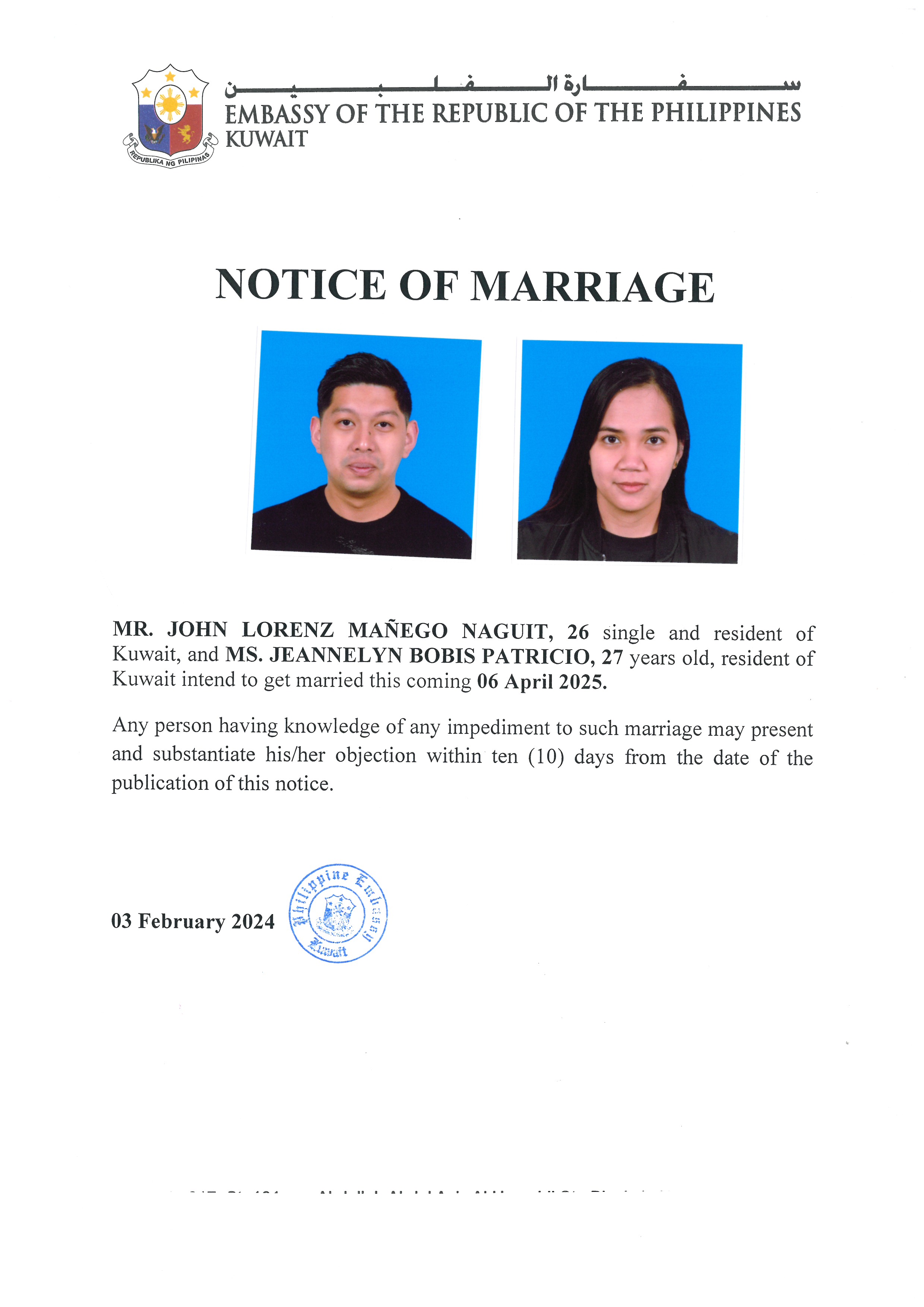 NOTICE ROM NAGUIT PATRICIO 06APR25