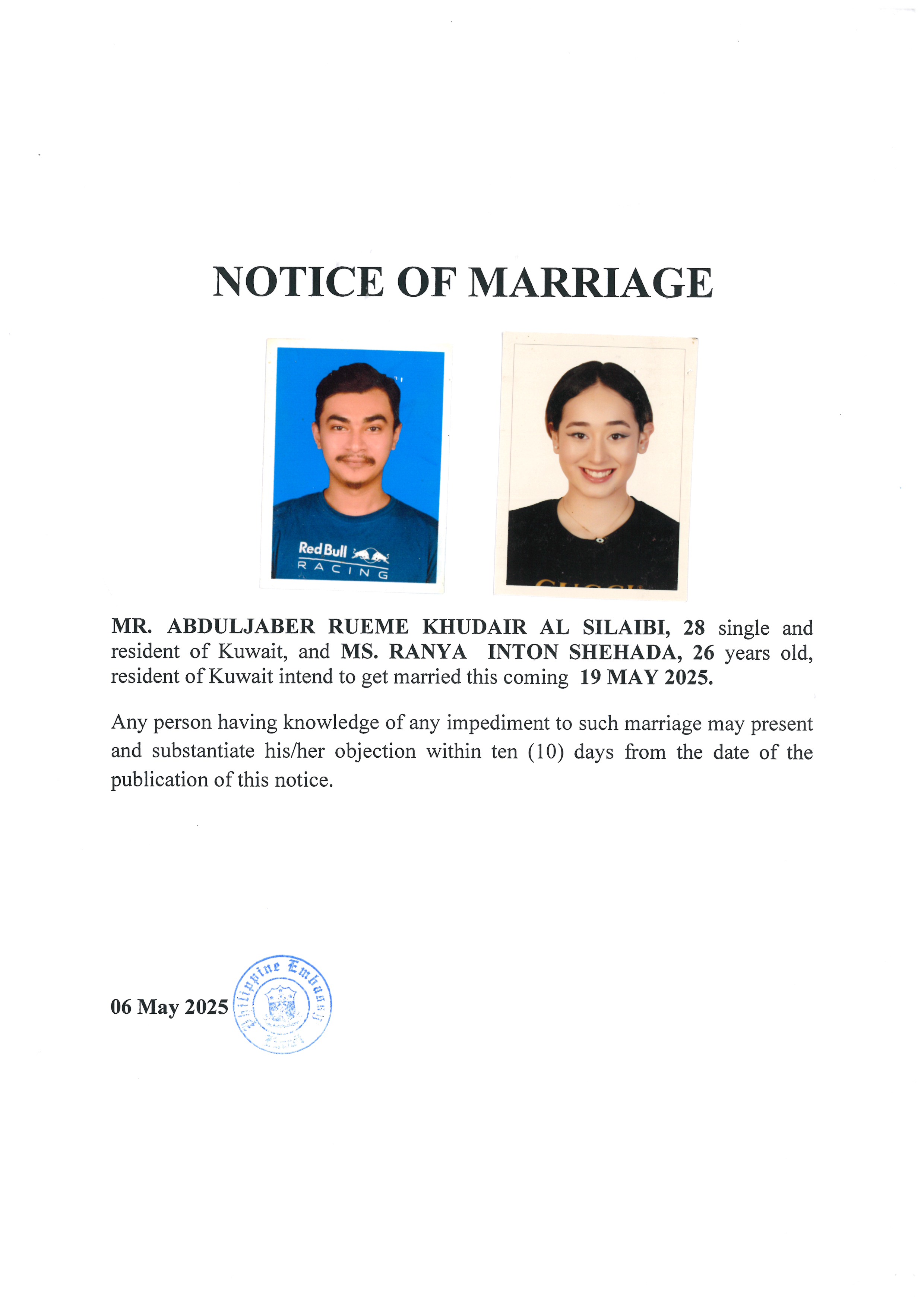 NOTICE ROM SILAIBI SHEHADA 19MAY25