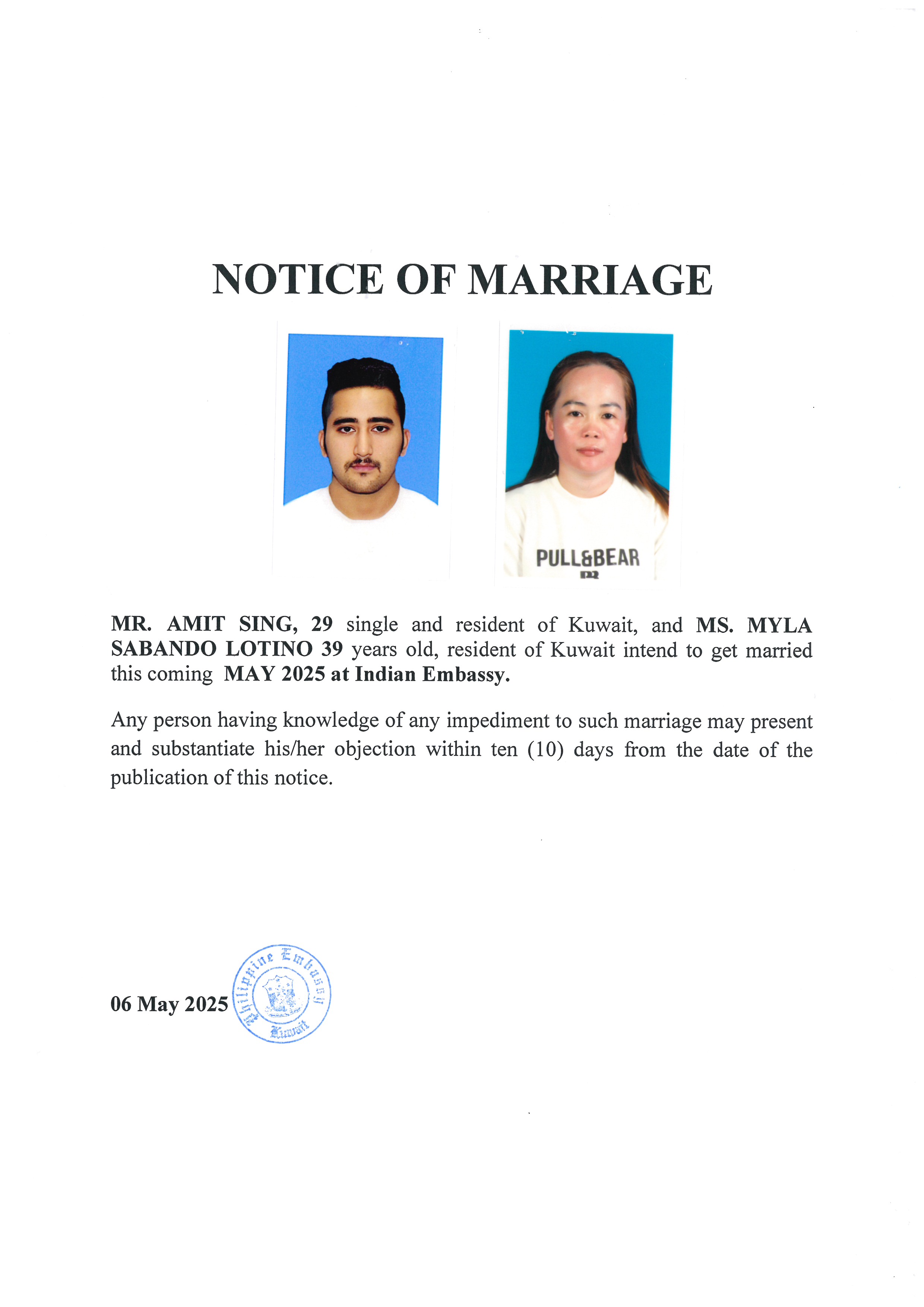 NOTICE ROM SING LOTINO MAY25